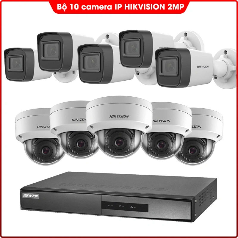Bộ 10 Mắt Camera IP HIKVISION 2.0mp