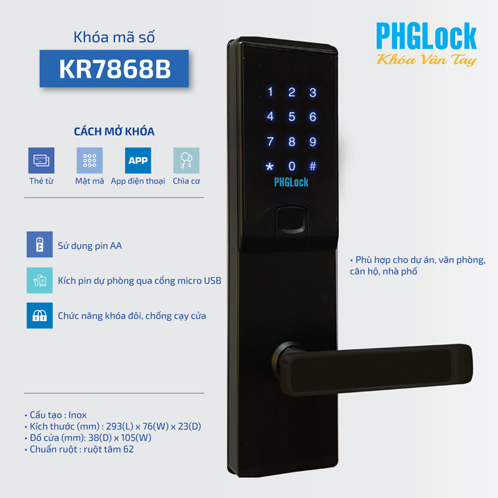Khóa cửa thông minh PHGLock KR7868