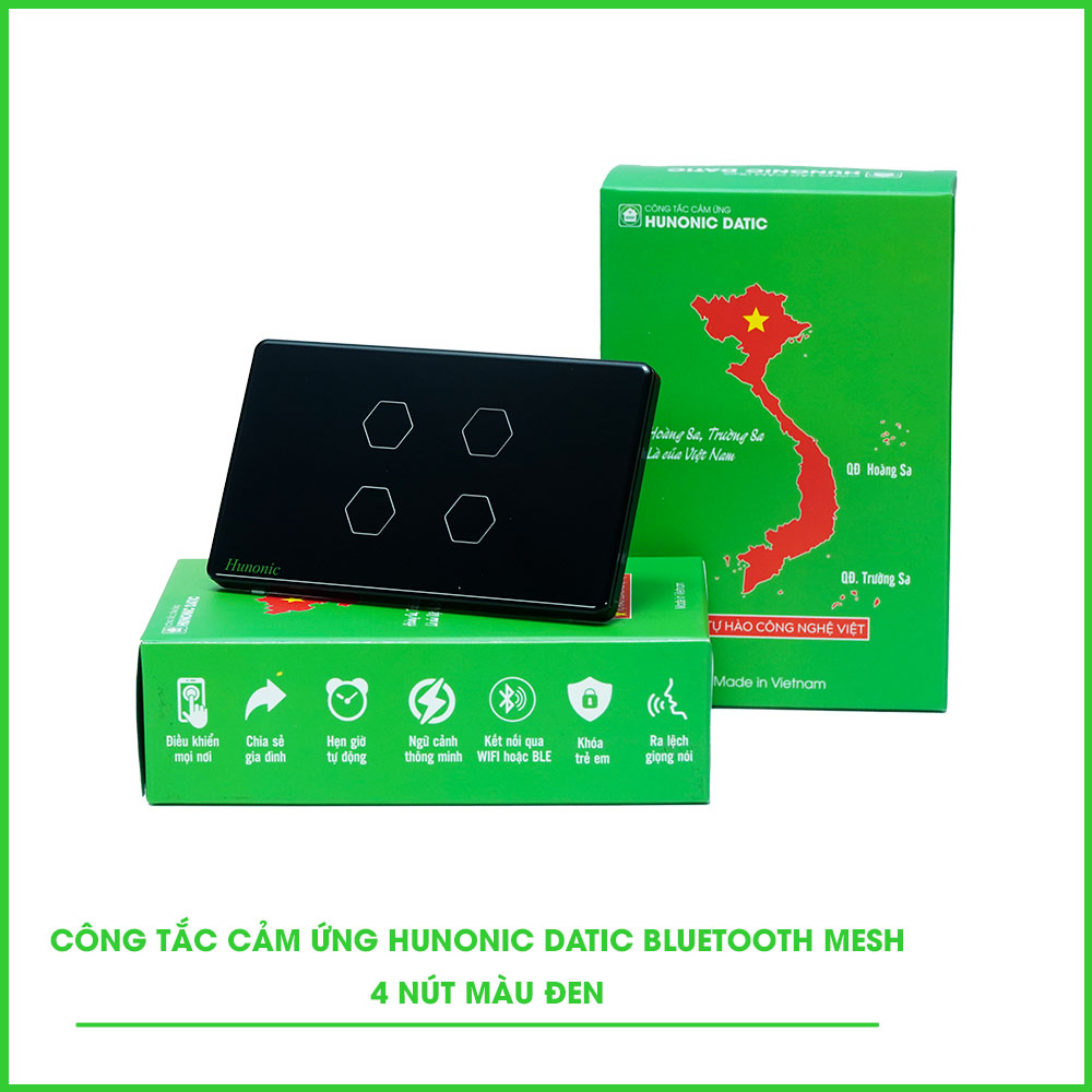 Công Tắc Cảm Ứng 4 Nút BLE Mesh Hunonic Datic