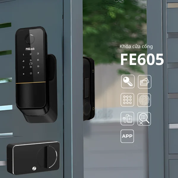 Khóa cửa cổng PHGLock FE605A (App 1 mặt)
