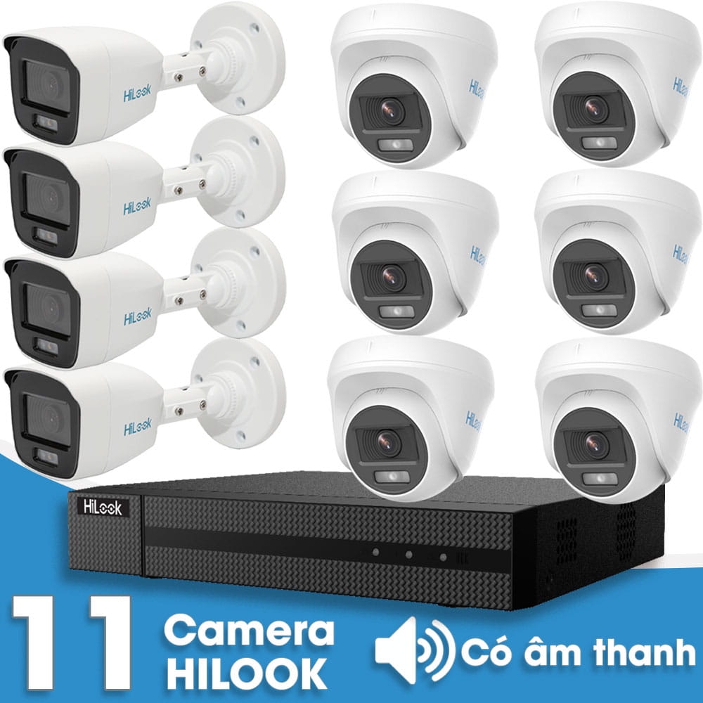 Bộ 11 Mắt Camera HILOOK 2.0mp - Thu Tiếng