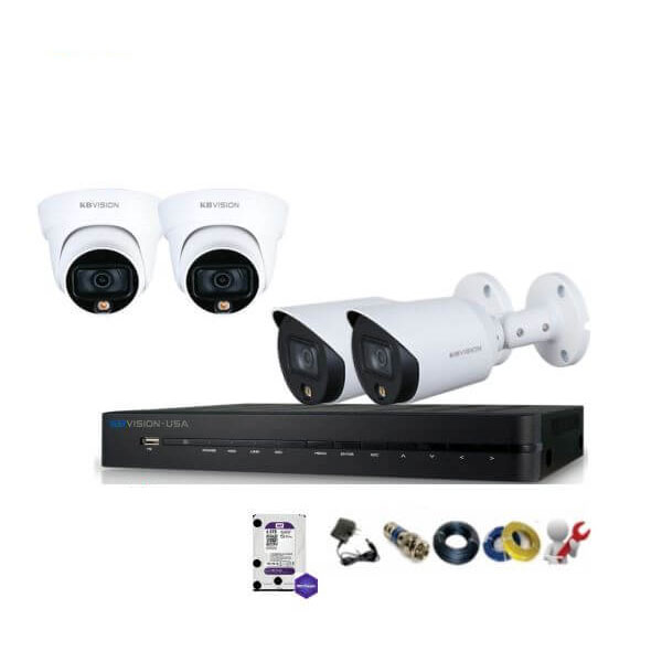 Bộ 4 Mắt Camera IP KBVISION 2.0mp